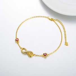 SOULMEET 925 Sterling Silver Infinity Heart Anklet for women large Bracelet Endless Love Symbol Charm Adjustable Anklet Gift for Her Birthday Aniversary