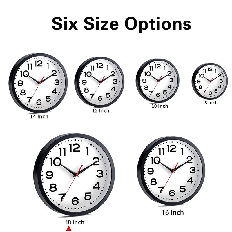 Roymnie Wall Clock 18 Inch Silent Non-Ticking Modern Clock Battery