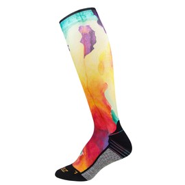 Zensah Limited Edition Running Compression Socks - Anti-Blister, Comfortable, Moisture Wicking, Knee High Sport Socks (Watercolors-Yellow/Red, Medium (Men's 7-9.5, Women's 8.5-11))