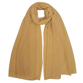 Lina & Lily Solid Shimmer Sparkle Glitters Sheer Maxi Shawl Scarf Hijab (#8 CAMEL)