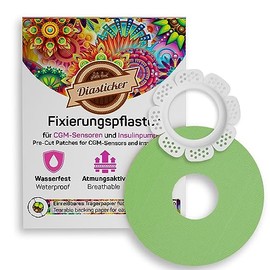 Diasticker® Freestyle Libre 2 - Sensor Enclosure "LibreProtect" (White) Includes 10 Plasters (Green) | Flexible - Maximum Hold - Waterproof | Simplifies Plaster Changing, Tape Fixation