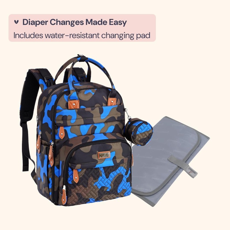 BabbleRoo Diaper Bag Backpack - Baby Essentials Travel Tote -