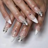 IMRAIN French Tips Press on Nails Medium Almond White Fake