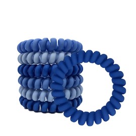 ZHOUMEIWENSP 6 Pcs Spiral Hair Ties, Blue Matte Hair Ties Plastic Phone Cord Hair Bands Ponytail Holder Coil Hair Ties for Any Kinds of Hair, Hair Styling Accessories (Matte Candy Blue Colors)