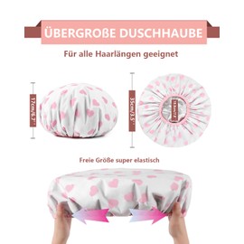 Pack of 2 Deep Conditioning Hair Cap, Hair Cap for Oil Treatment, Shower Cap Women's Waterproof, Hair Cap Dyeing, Shower Cap and Heat Cap Two Uses (Pink Love)