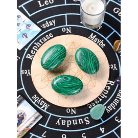 CrystalTears Malachite Crystal Stone 2.4” Large Oval Healing Crystals Gemstone Polished Pocket Palm Stone Natural Crystal Worry Stone for Reiki Chakra Balancing Meditation Gifts for Christmas