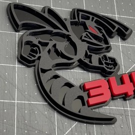 UsaStandard 345 Hornet Badges Emblem BEE (2) Purple Eye BADGES Fender Angry  Aggressive