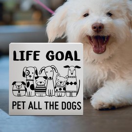 Dog Decor, Dog Decorations for The Home Bedroom Dog Room, Dog Decor for Home Office Desk, Dog Gifts for Dog Lover Dog Owner, Dog Lover Owner Gifts for Women Men, Dog Wooden Box Sign, Life Goal