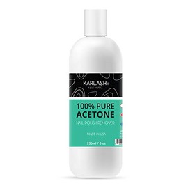 Karlash Professional 100% Pure Acetone Polish Nail Remover 8 Fl Oz - Quick, Professional Nail Polish Remover - For Natural, Gel, Acrylic, Sculptured Nails (8 Fl Oz)