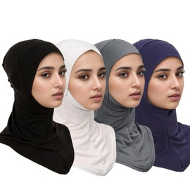 Yeieeo 4 Pieces Muslim Inner Hijab Cap for Women Turban Underscarf Undercap Bonnet Islamic Jersey Tube Caps(color3)