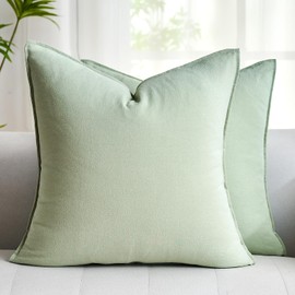 Sofa Cushion 40 x 40 cm, Set of 2, Spring Summer Cushion Covers, Sage Green, Boho Cushion Covers, Linen Cotton Cushion Cover, Decorative Couch Cushion, Decorative Cushion, Modern Luxurious for Sofa,