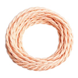 25ft Fabric Cloth Covered Lamp Twisted Wire,PRUNLLA Vintage 18/2 Industrial Electrical Cord,18-Gauge Antique Style for Retro Lamp,DIY Projects (Baby Pink)