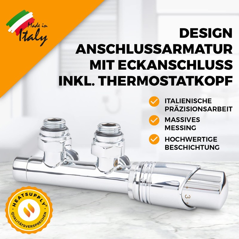 Tap Block Radiator Set Chrome for Bathroom Radiators Centre Connection