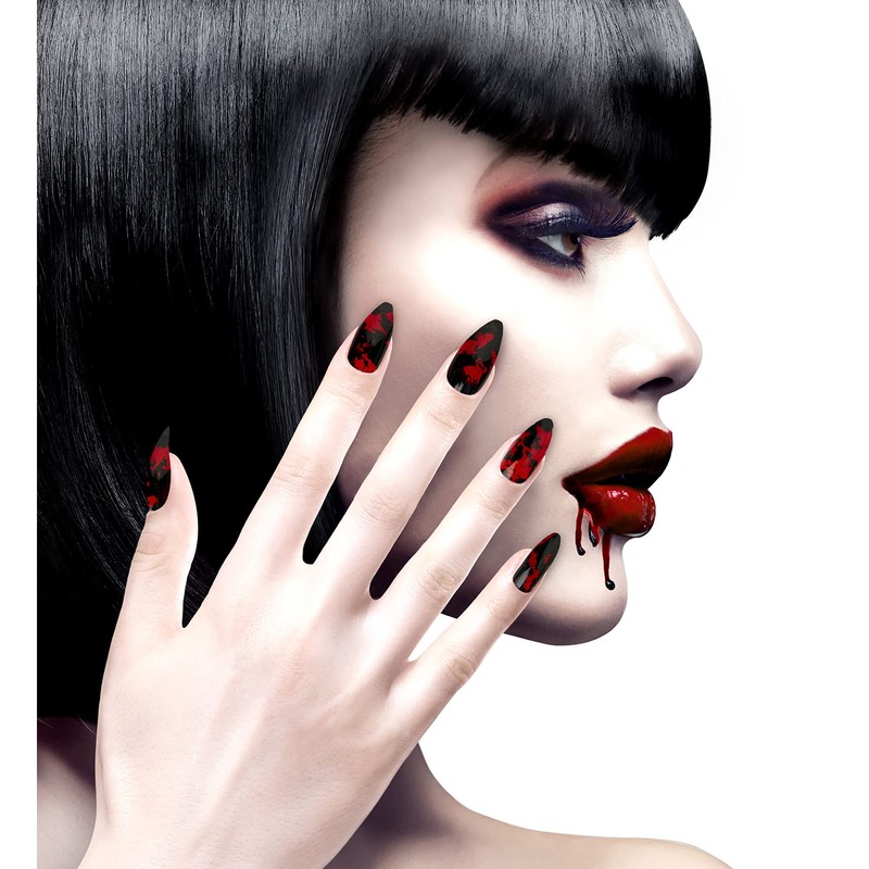 WIDMANN ? Set of 12 Bloody Nail Stiletto Womens, Black,