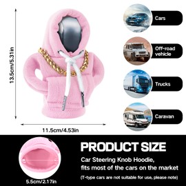 Gear Shift Hoodie, Funny Car Gear Shift Cover, Cute Car Shift Knob Hoodie, Automotive Interior Accessories, Universal Fit Knob Cover Gift (Pink)