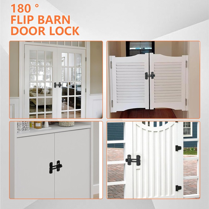 KOVOSCH 180° Degree Flip Sliding Barn Door Lock (180° Barn