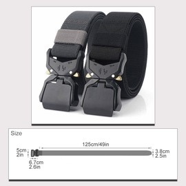 Mumugo Tactical Belt, Heavy Duty Adjustable Military Style Nylon Belt with Zinc Alloy Buckle, Military Style Quick Release Buckle - C-grey