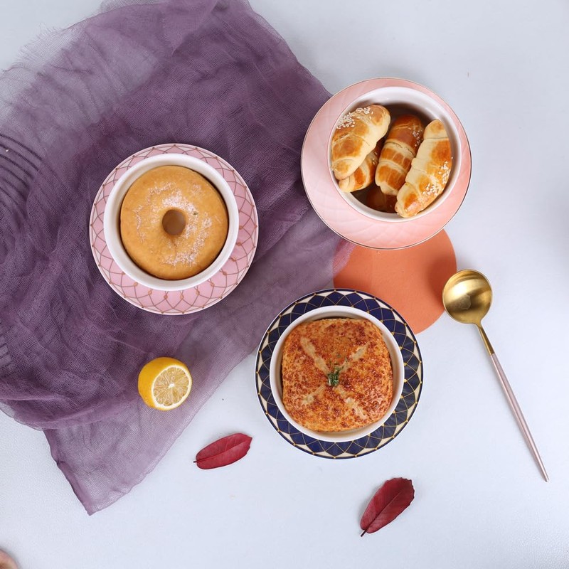 YAZYLIFE Ramekins 4oz,Creme Brulee Ramekins and Souffle Dishes,Porcelain Oven Safe