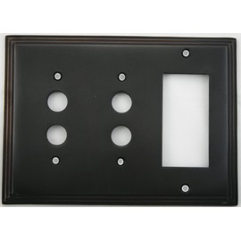 Deco Step Style Oil Rubbed Bronze 3 Gang Wall Plate - 2 Push Button Switches 1 GFI/Rocker Opening