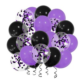 Black Purple Confetti Balloons, 40pcs 12 Inch Black Purple Party Balloons,Natural Latex Balloons for Men Women Girls Birthday, Wedding, Bridal Shower, Graduation, Casino Theme Party Decorations