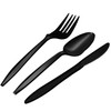 1,000 Plastic Disposable Cutlery Bulk Variety Pack Black Medium Weight