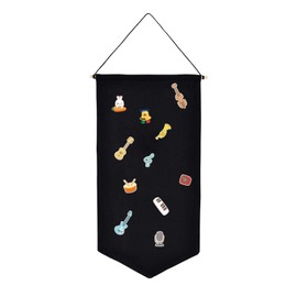 DALAETUS Wall Hanging Brooch Jewelry Storage Case, Canvas Pin Badge Display Banners, Enamel Pin Display,Display Stand Organizer for Earrings Necklace Glitter Pin Enamel Lapel Badge Collection(Black)