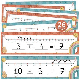 BrightenKidz 26 Pack Boho Groovy Number Line Dry Erase Boards Cards, 14"x4" Double-Sided, Math Manipulatives for Kids, Student, Kindergarten Elementary Special Education 1st Grade Classroom Must Haves