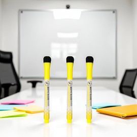 3 Pcs Yellow Magnetic Whiteboard Markers,Magnetic Pen Writing Drawing Erasable Board Marker Office Supplies Erasable Whiteboard Pen Dry Erase and Wet Erase Markers and Highlighters