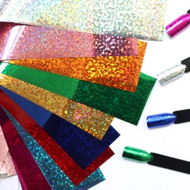KAAGEE 10 Rolls Cellophane Nail Foil Broken Glass Foil Paper Holographic Nail Transfer Foil Nail Wraps Aurora Nail Stickers Decals Iridescent Nail Foils Design