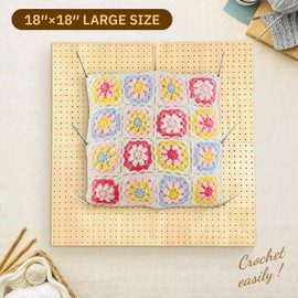 SGIBYN 18" x 18" Crochet Blocking Board 4-in-1, Magnetic Splicing Large Granny Square Blocking Board with 40 5.9" Pegs for Crochet Knitting Projects,Gifts for Crocheters