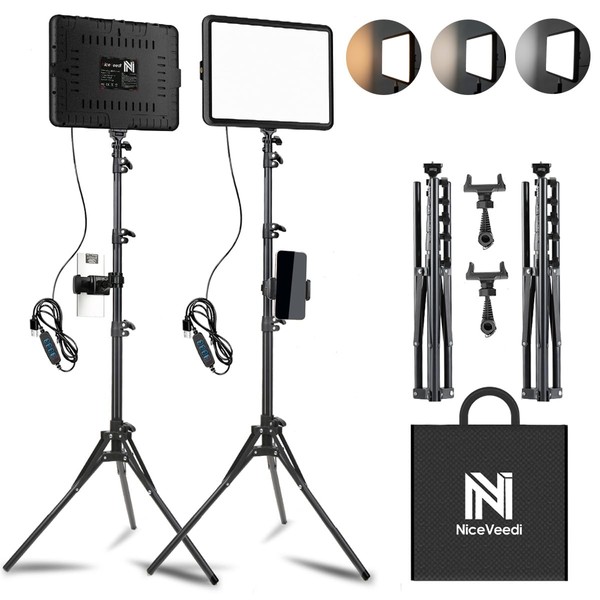 NiceVeedi 2-Pack LED Video Light Kit, NiceVeedi Studio Light, 2800-6500K