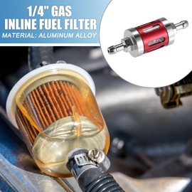 A ABSOPRO Universal Gas Inline Fuel Filter Gasoline Filter for Small Engines Bike ATV UTV Motorbike Red Silver Tone