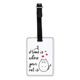 Gift Base Home Is Where Your Cat Is Optical Luggage Tag with Black Strap