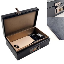 Daily Treasures Faraday Box With Combination Lock,Signal Blocker Box for Car Keys(7-9 Keys Capacity),Large RFID Blocking Box,Leather Anti-Theft Keyless Fob Protector,Keyless Car Key Signal Blocker Box