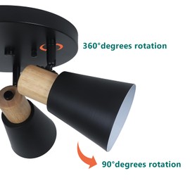 Industrial Flush Mount Ceiling Light Fixture, 3-Lights Multi-Directional Rotating Ceiling Lamp, Metal Black Kitchen Light Fixtures Ceiling Mount, Vintage Bedroom Ceiling Lights for Hallway Living Room