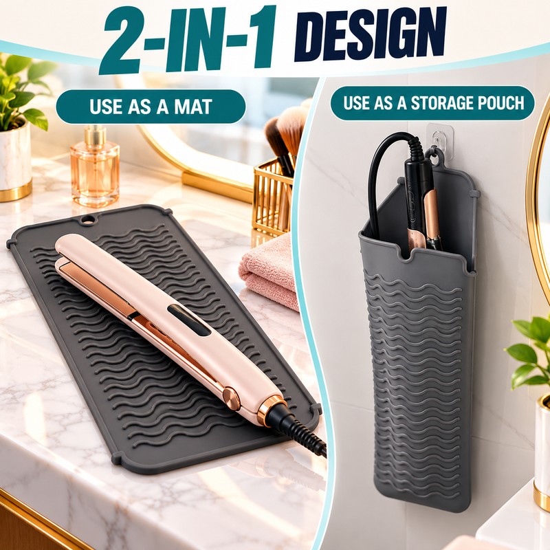 Silicone Heat Resistant Mat for Hair Styling Tools – Flexible