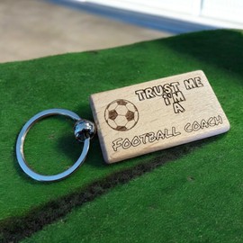 Ashton and Finch Football Coach Keyring Gift Wooden Laser Engraved Key Ring Keychain