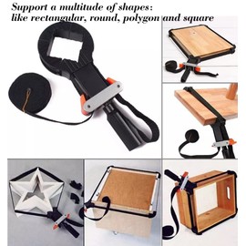 Band Strap Clamp, 4m Adjustable Corner Clamps for Woodwork 4 Jaws Picture Frame Clamp Strap for Cabinets Drawers Barrels Picture Frame DIY Crafts (Black)