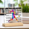 Softball Gifts for Women Girls, Softball Life Lessons Clear Acrylic