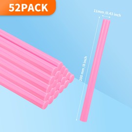 MATUFF Pink hot Glue Sticks Full Size 0.43” Dia x 8” Long, Colored Hot melt Glue Sticks, Adhesive Glue Sticks for Festival Decoration DIY Crafts Arts School Home Gluing Project, 52pcs