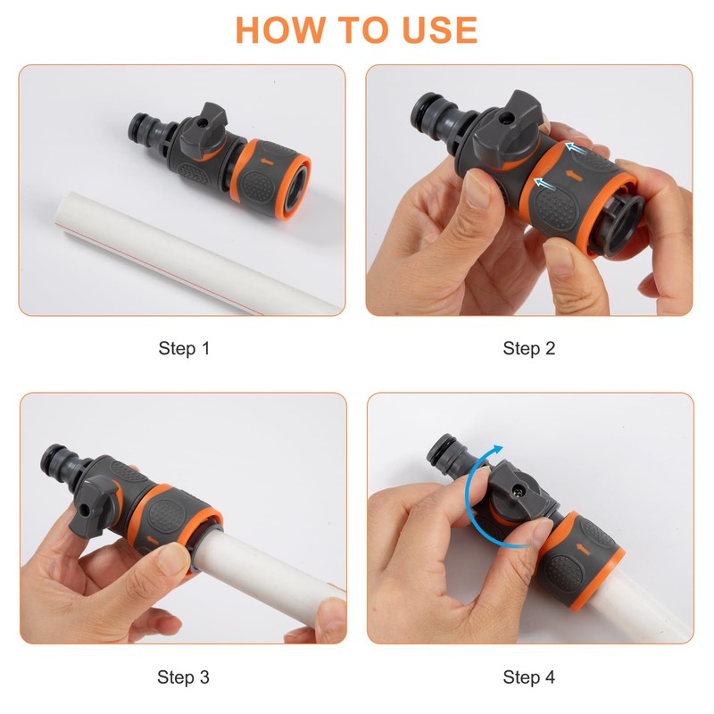 MoonSing Coupling with Regulating Valve, Pack of 2 Hose Connectors