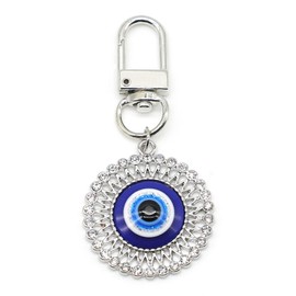 Jasimkiss Evil Eye Keychain Car Key Ring Bag Purse Good Luck Amulet protection Charm Keychain for Women Men (A)