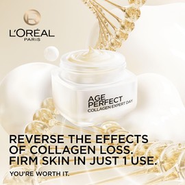 L’Oréal Paris Age Perfect Collagen Expert Retightening Day Cream 50+, Firmer, Supple, Moisturised and Hydrated Skin, Collagen AA Fractions, 50ml