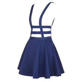EXCHIC Minifalda Plisada con Tirantes para Mujer, Azul Marino, XL