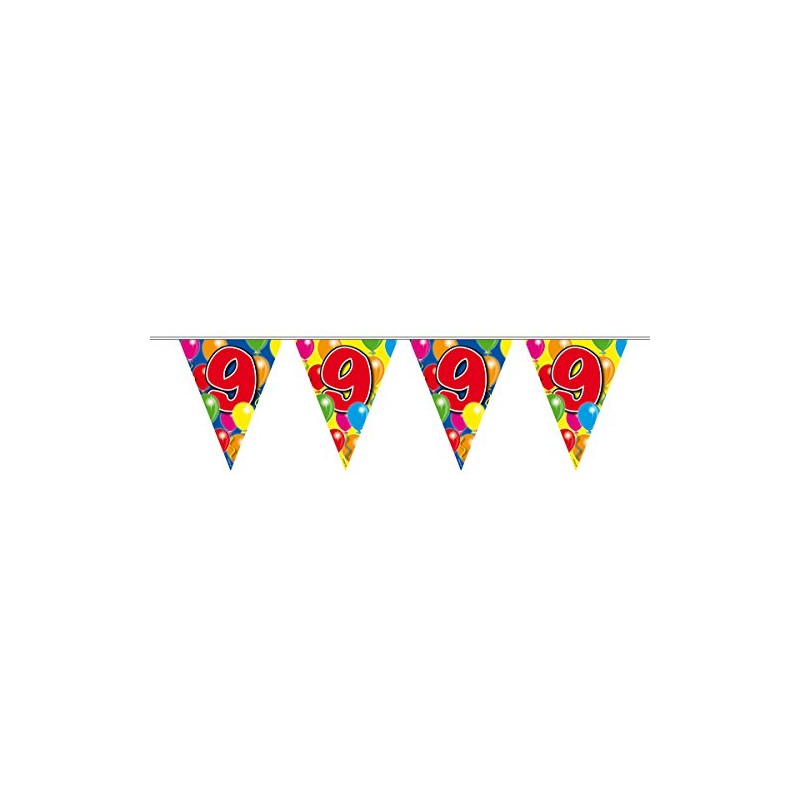 Folat 04539 9th Birthday Bunting with Balloons Multi-Coloured 10 m