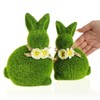 com-four® 2x decorative figure - Easter bunny with bow and
