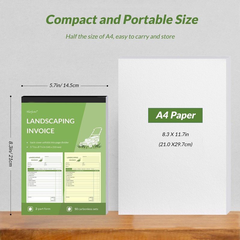 Harfesto Professional Garden Invoice Receipt Book, Landscaping Invoice Book for