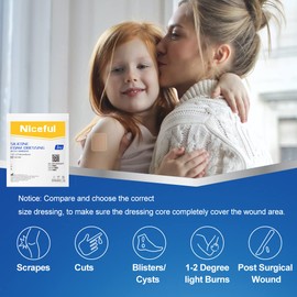 10 Count Silicone Foam Dressing 1.6" x 2", Wound Dressing for Minor Surgical Incisions, Abrasions, Absorbent Silicone Bandages for Sensitive Skin, Small Bed Sore Bandages