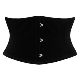 Dewans Corset Steel Boned Corset Womens Underbust Waspie Corset Heavy Duty Cincher Short Torso Corset (US, Alpha, Medium, Regular, Regular, Black Velvet)