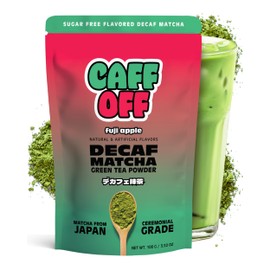 Decaf Apple Matcha Green Tea Powder From Japan – 3.52 oz / 100 g – Ceremonial Grade & Sugar-Free – No Fillers or Milk Powders – Naturally Decaffeinated Without Chemicals – Tested for Heavy Metals – First Harvest, Shade-Grown & Caffeine-Free Matcha Powder